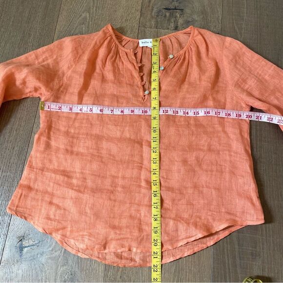 Bella Dahl 100% Linen Long Sleeve Button Loop Women's Pullover Top Blouse(SizeS) - Picture 8 of 12